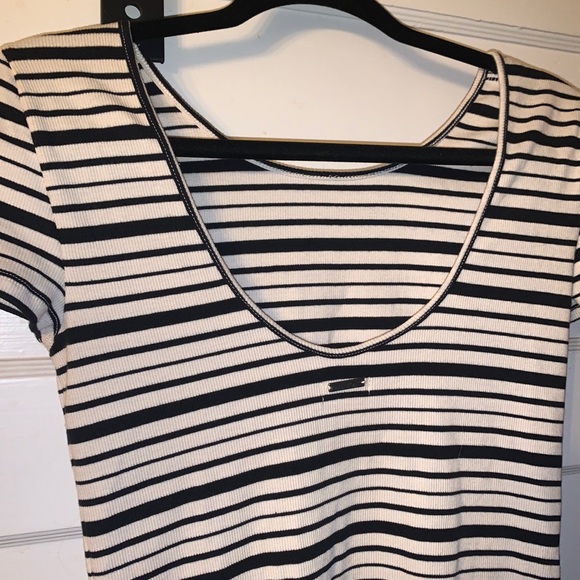 Billabong black and white stripe dress. Sz L - Picture 2 of 5